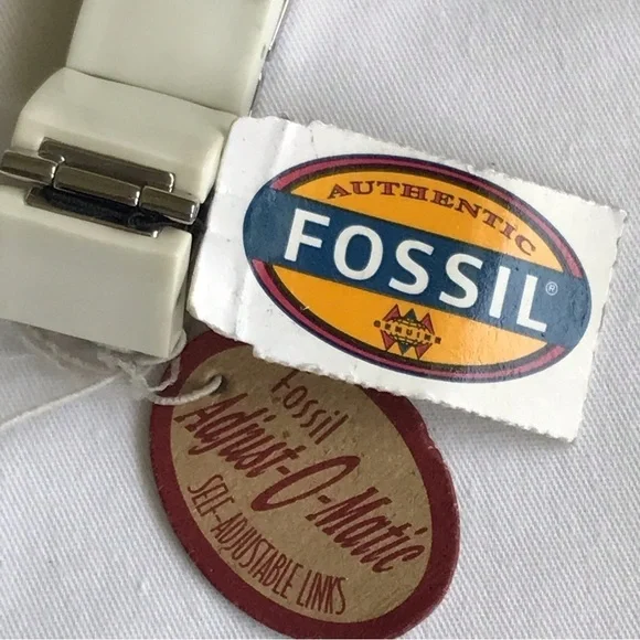 Fossil ES2050 MOP Dial White Ceramic Stainless Steel Link Watch